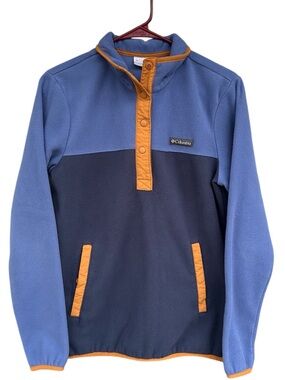 Columbia Two-Tone Blue Colorblock Half-Snap Fleece Pullover Women’s Small